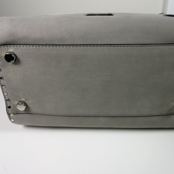 Rebecca Minkoff Midnighter Medium Satchel Grey Nubuck Leather NWT - Picture 6 of 11